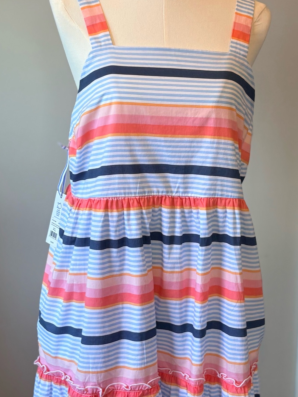 Southern Tide Linsey Set Sail Stripe Tiered Dress Conch Shell XL NWT Retail:$138